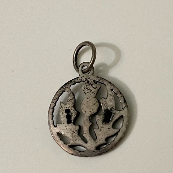 Vintage Silver Thistle Pendant Charm - Picture 7 of 10